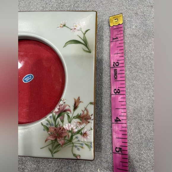 VTG Floral 5” Square Ceramic Picture Frame Japan - Picture 3 of 5